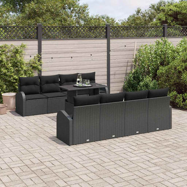 Tuin Sofa Set 9 st Zwart Poly Rattan