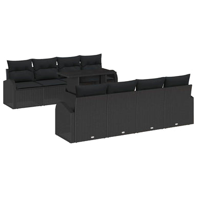 Tuin Sofa Set 9 st Zwart Poly Rattan