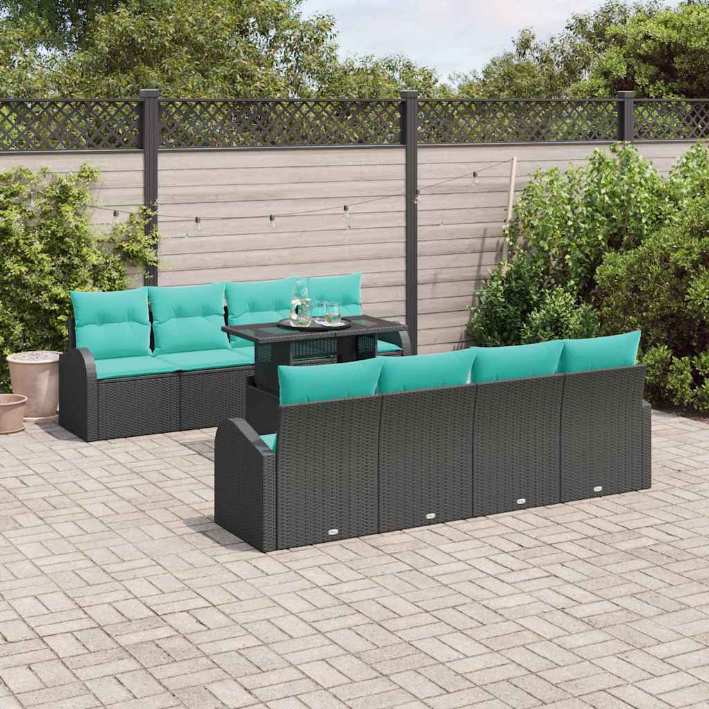 Tuin Sofa Set 9 st Zwart Poly Rattan