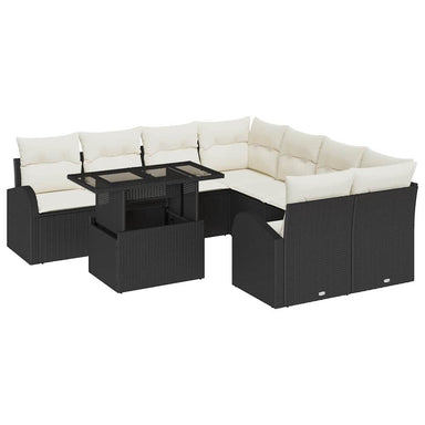 Tuin Sofa Set 9 st Zwart Poly Rattan