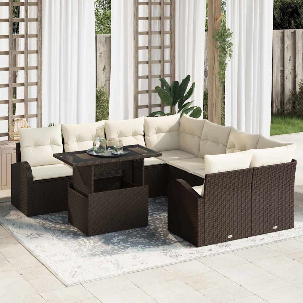 Tuin Sofa Set 9 st Bruin Poly Rattan