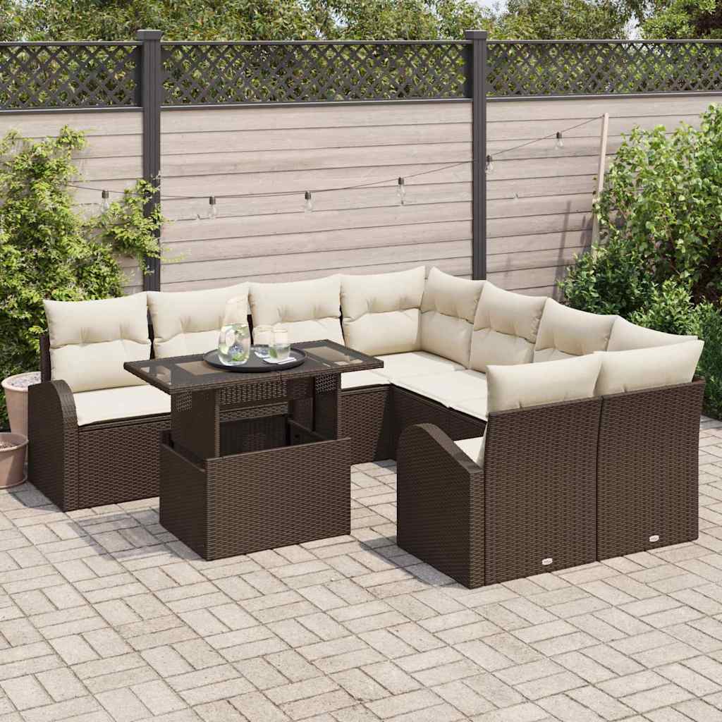 Tuin Sofa Set 9 st Bruin Poly Rattan
