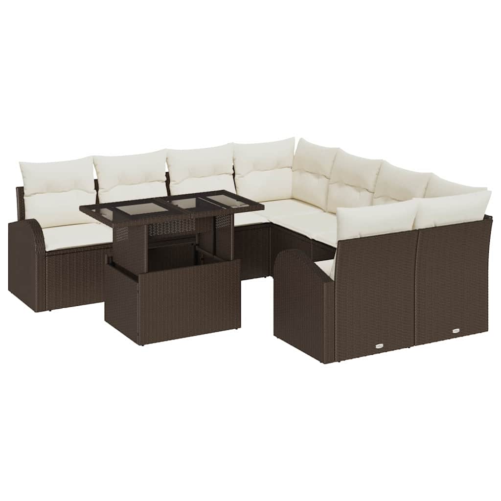 Tuin Sofa Set 9 st Bruin Poly Rattan