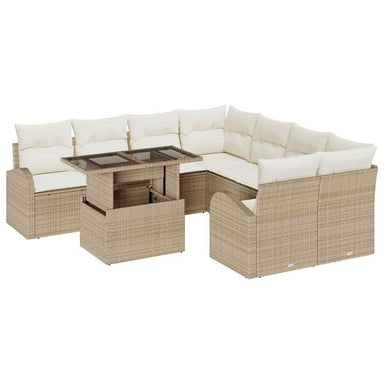 Tuin Sofa Set 9 st Beige Poly Rattan