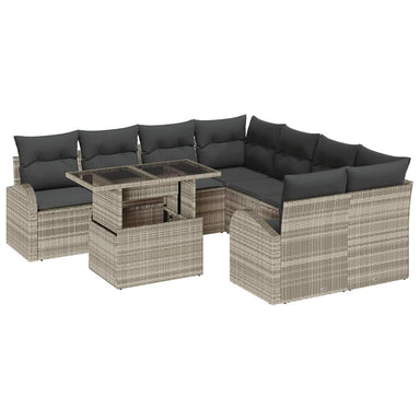 Tuin Sofa Set 9 st Lichtgrijs Poly Rattan