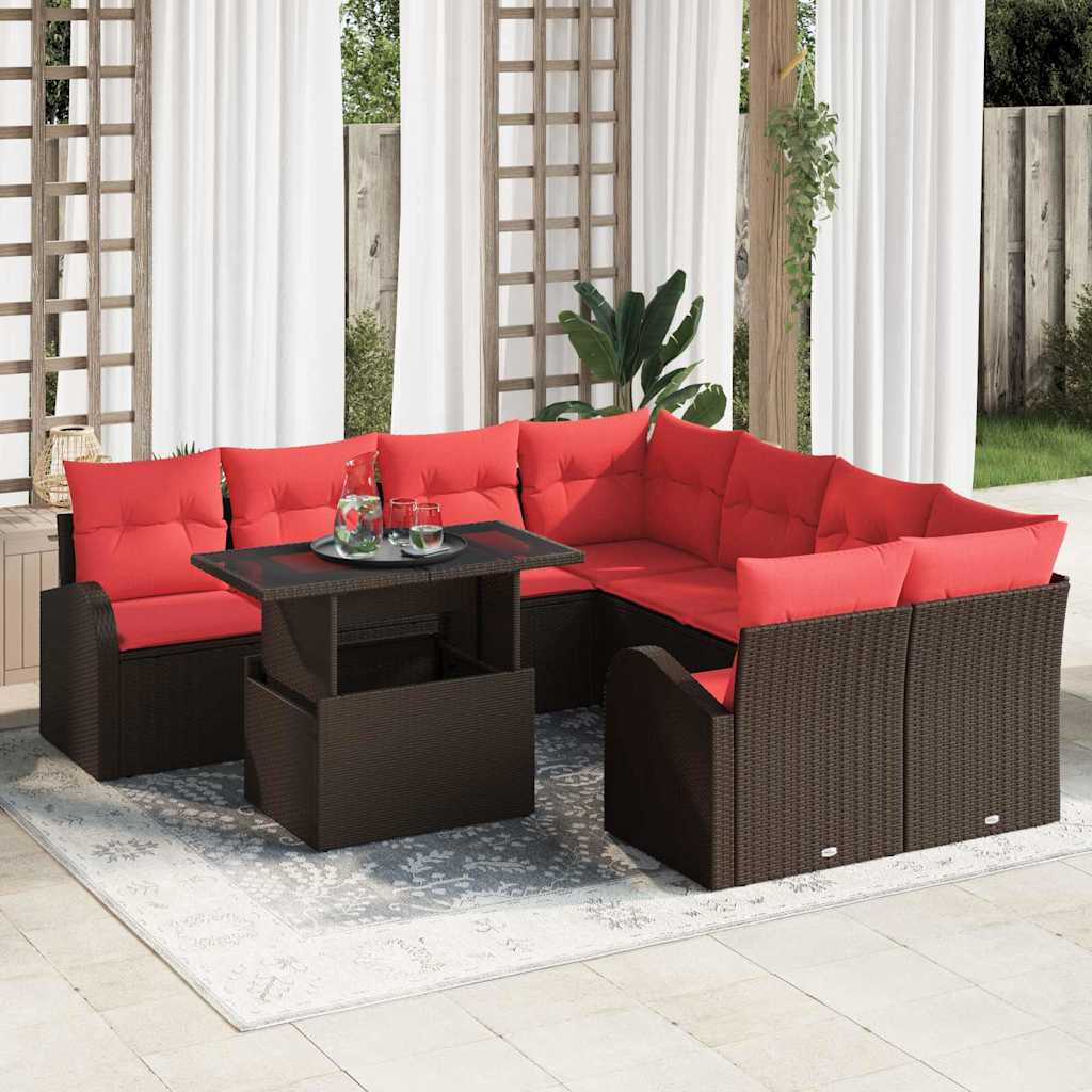 Tuin Sofa Set 9 st Bruin Poly Rattan