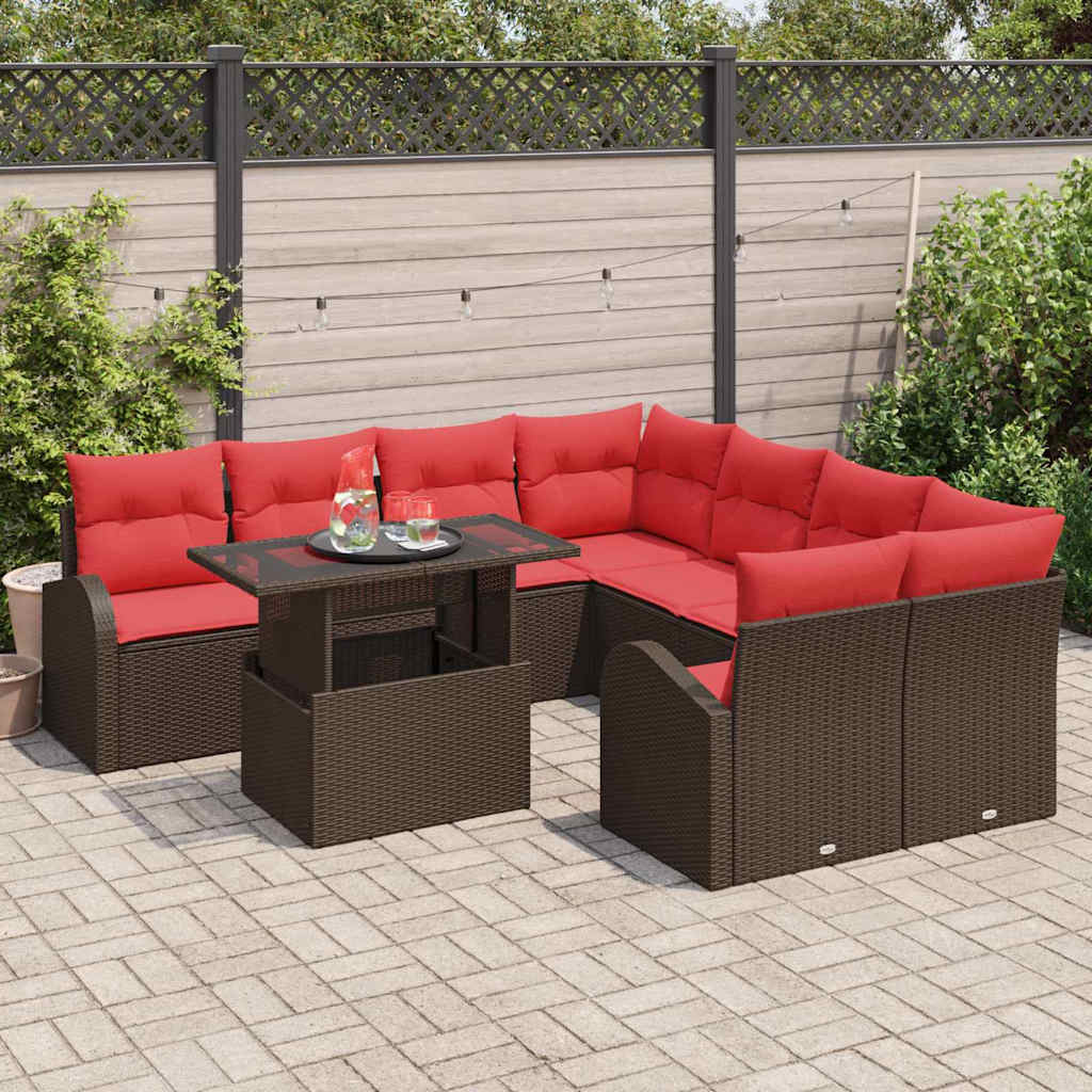 Tuin Sofa Set 9 st Bruin Poly Rattan