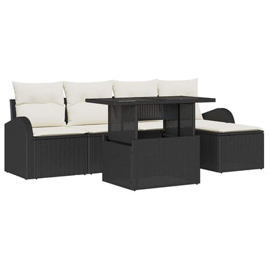 Tuin Sofa Set 6 st Zwart Poly riet