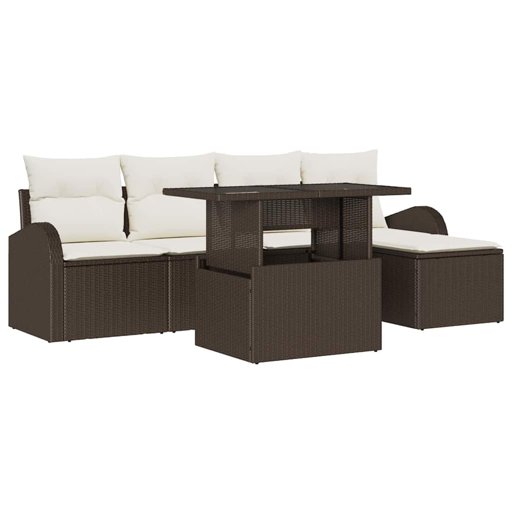 Tuin Sofa Set 6 st Bruin Poly riet