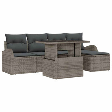 Tuin Sofa Set 6 st Grijs Poly riet