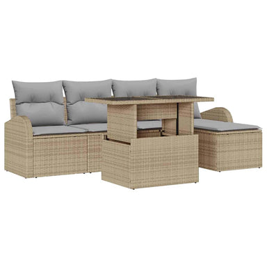 Tuin Sofa Set 6 st Beige Poly riet