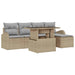 Tuin Sofa Set 6 st Beige Poly riet