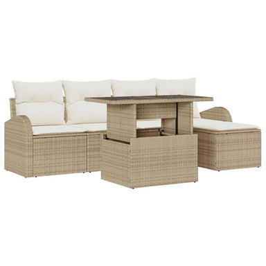 Tuin Sofa Set met kussen met opslag 6 pcs Beige Poly riet