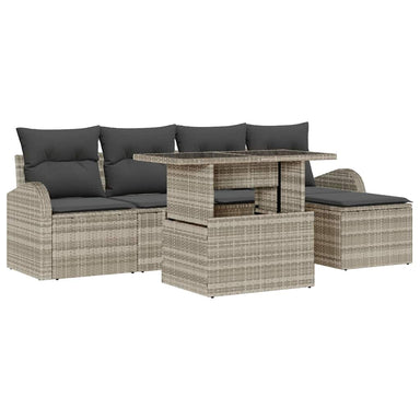 Tuin Sofa Set 6 st Lichtgrijs Poly riet
