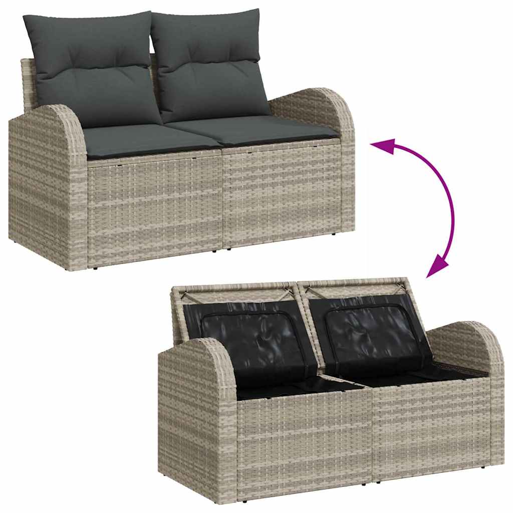 Tuin Sofa Set 6 st Lichtgrijs Poly riet