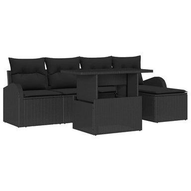 Tuin Sofa Set 6 st Zwart Poly riet