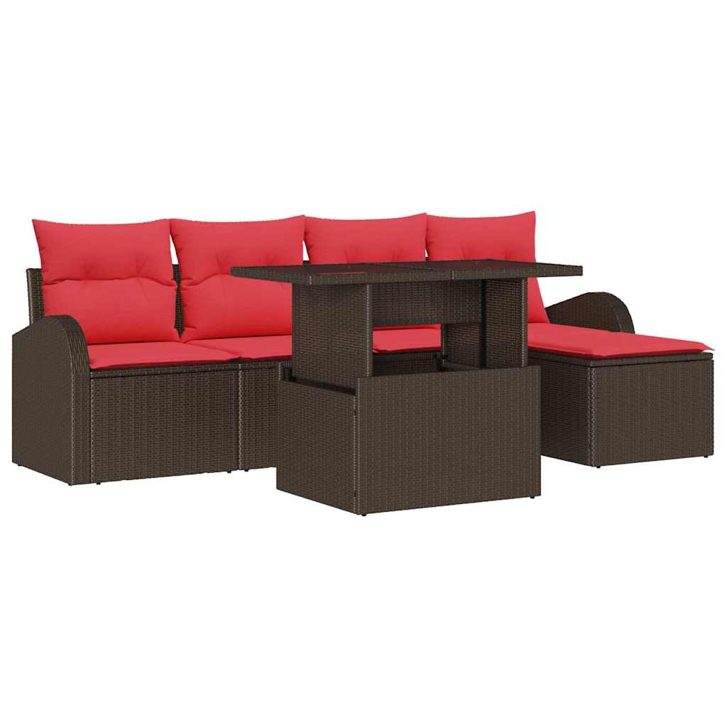Tuin Sofa Set 6 st Bruin Poly riet