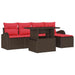 Tuin Sofa Set 6 st Bruin Poly riet