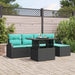 Tuin Sofa Set 6 st Zwart Poly riet