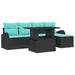 Tuin Sofa Set 6 st Zwart Poly riet