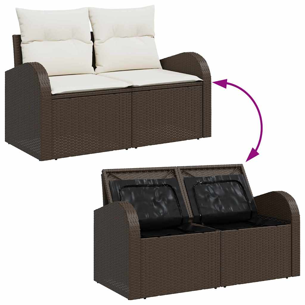Tuin Sofa Set 5 st 4-Aantal zitplaatsen Bruin Poly riet