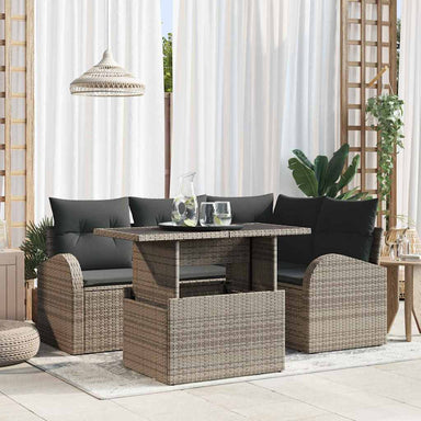 Tuin Sofa Set 5 st 4-Aantal zitplaatsen Grijs Poly riet