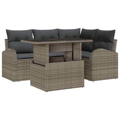 Tuin Sofa Set 5 st 4-Aantal zitplaatsen Grijs Poly riet