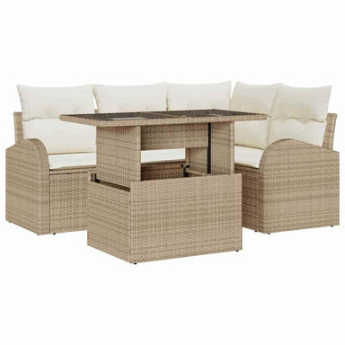 Tuin Sofa Set 5 st 4-Aantal zitplaatsen Beige Poly riet