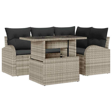Tuin Sofa Set 5 st 4-Aantal zitplaatsen Lichtgrijs Poly riet