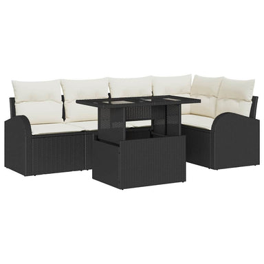 Tuin Sofa Set 6 st 5-Aantal zitplaatsen Zwart Poly riet