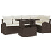 Tuin Sofa Set 6 st 5-Aantal zitplaatsen Bruin Poly riet