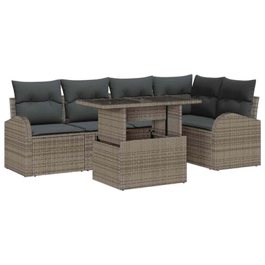 Tuin Sofa Set 6 st 5-Aantal zitplaatsen Grijs Poly riet