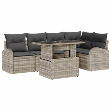 Tuin Sofa Set 6 st 5-Aantal zitplaatsen Lichtgrijs Poly riet