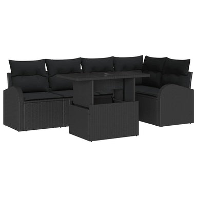 Tuin Sofa Set 6 st 5-Aantal zitplaatsen Zwart Poly riet