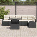 Tuin Sofa Set 7 st 6-Aantal zitplaatsen Zwart Poly riet