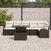 Tuin Sofa Set 7 st 6-Aantal zitplaatsen Bruin Poly riet