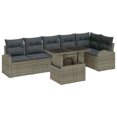 Tuin Sofa Set 7 st 6-Aantal zitplaatsen Grijs Poly riet