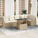 Tuin Sofa Set 7 st 6-Aantal zitplaatsen Beige Poly riet