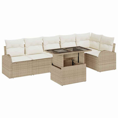 Tuin Sofa Set 7 st 6-Aantal zitplaatsen Beige Poly riet