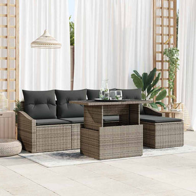 Tuin Sofa Set 6 st Grijs poly rattan
