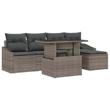 Tuin Sofa Set 6 st Grijs poly rattan