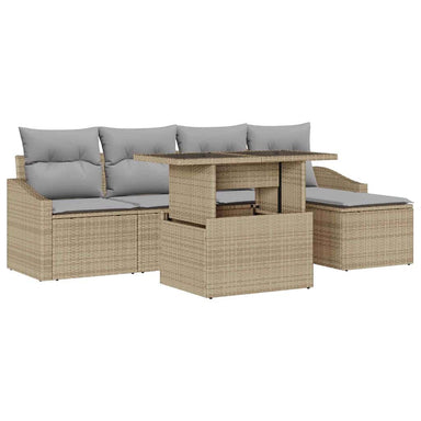 Tuin Sofa Set 6 st Beige en Licht Grijs poly rattan
