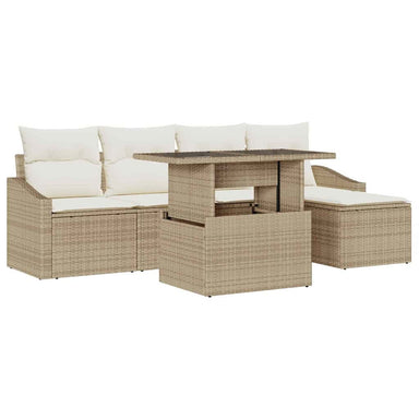 Tuin Sofa Set met kussen 6 pcs Beige en Crème poly rattan
