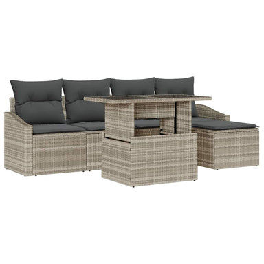 Tuin Sofa Set 6 st Licht Grijs en Donker Grijs poly rattan