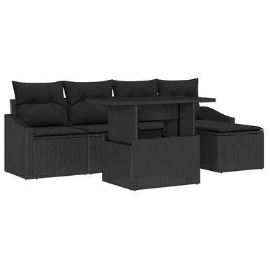 Tuin Sofa Set 6 st Zwart poly rattan