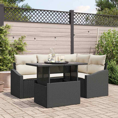 Tuin Sofa Set 5 st Zwart en Crème