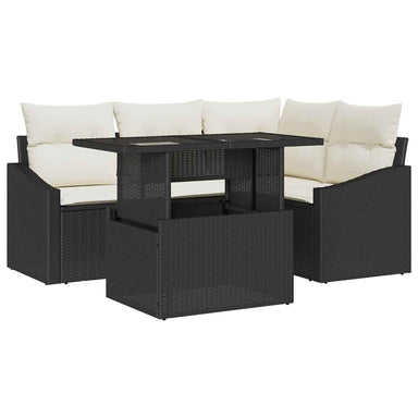 Tuin Sofa Set 5 st Zwart en Crème