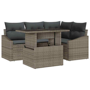 Tuin Sofa Set 5 st Grijs poly rattan, Gepoedercoat staal