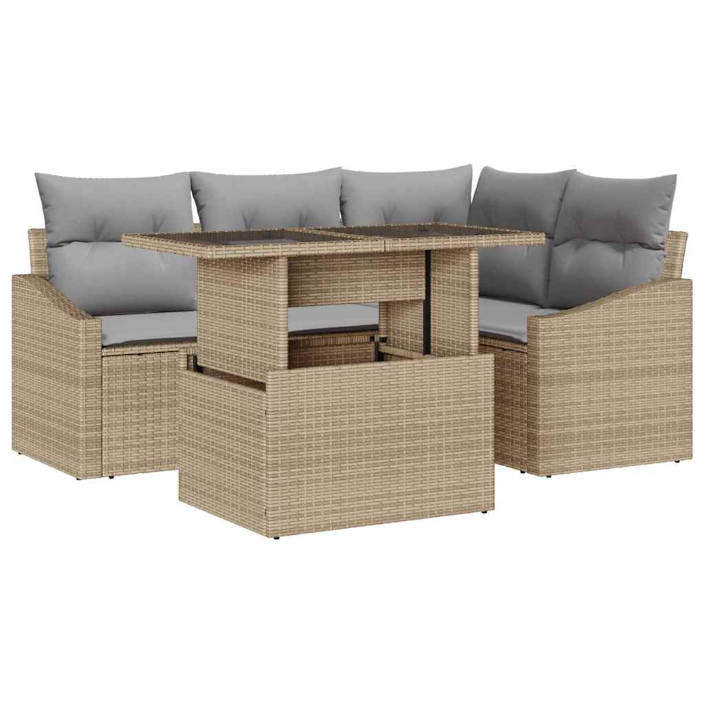 Tuin Sofa Set 5 st Beige en Licht Grijs