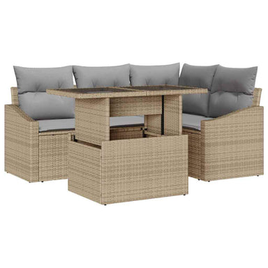 Tuin Sofa Set 5 st Beige en Licht Grijs